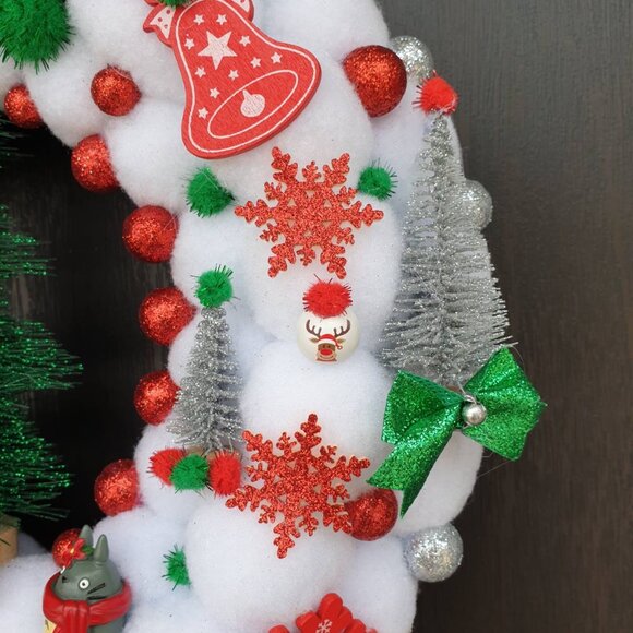 Totoro Wreath Mini Figurine Spirted Away Studio Ghibli Christmas Home Wall Decor - Picture 3 of 12